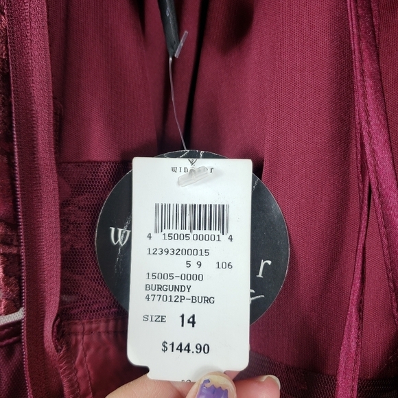 New teeze me burgundy lace flower spaghetti strap formal dress women's size 14 - Picture 15 of 16